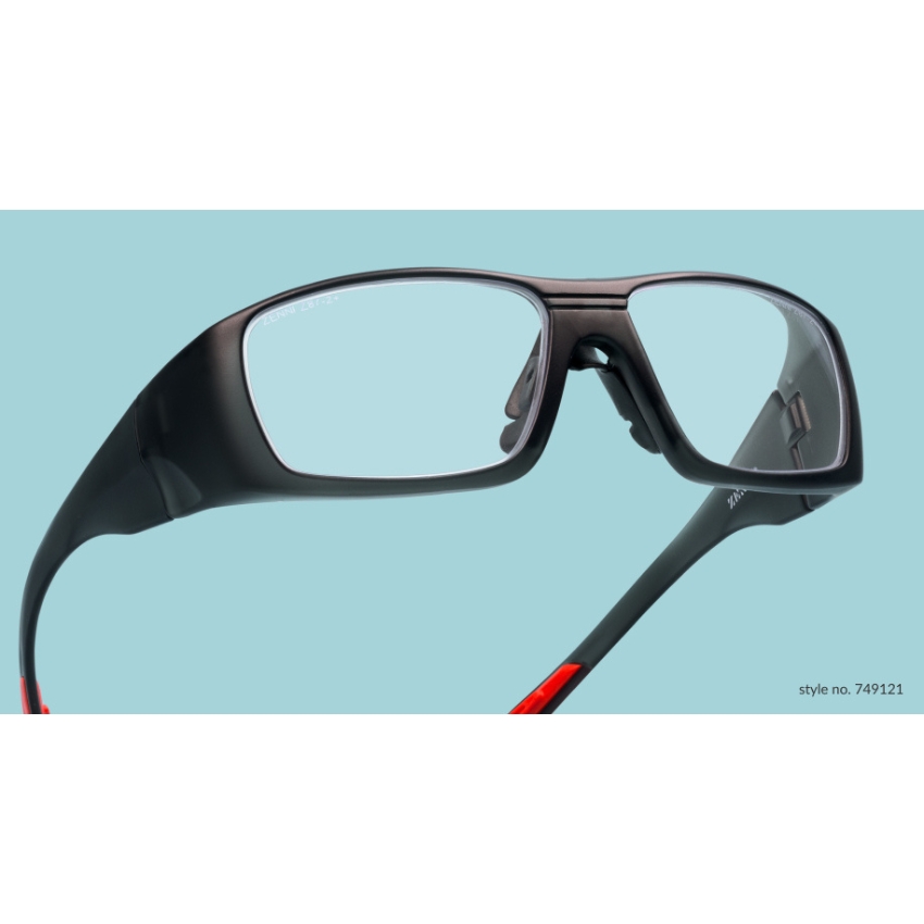 Black-rimmed eyeglasses with "style no. 749121" text in the bottom right corner.